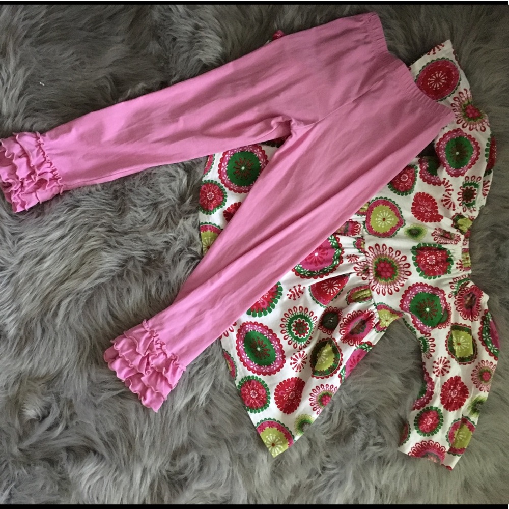 Shirt and ruffled bottom pants